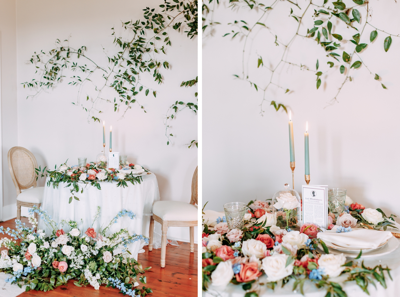 Bridgerton wedding styled shoot in the Elizabeth Farms bridal suite